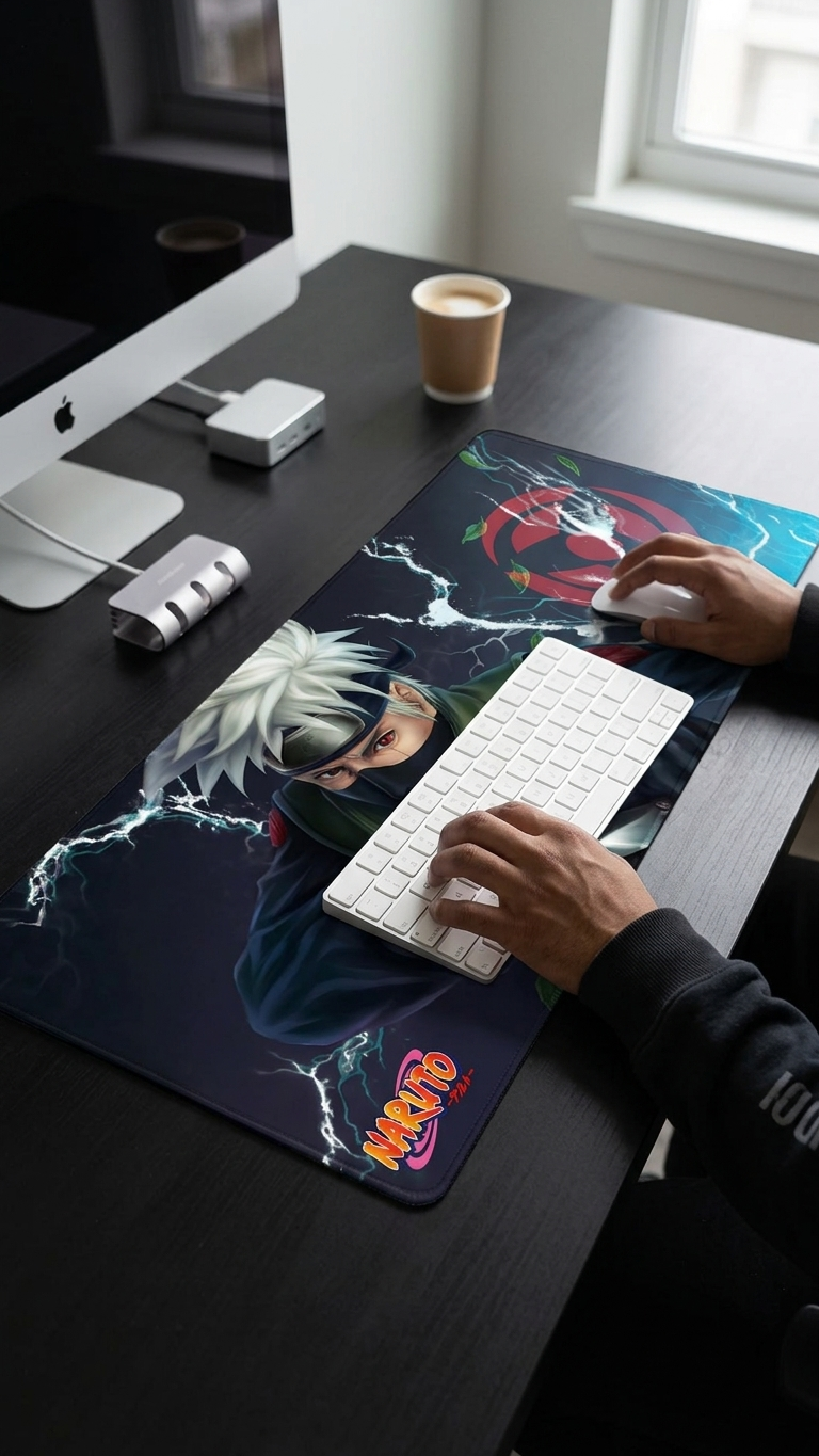 Naruto Shippuden: Kakashi Hatake "Chidori Lightning Bolt" Premium Gaming Desk Mat & Mouse Pad (80x30cm)