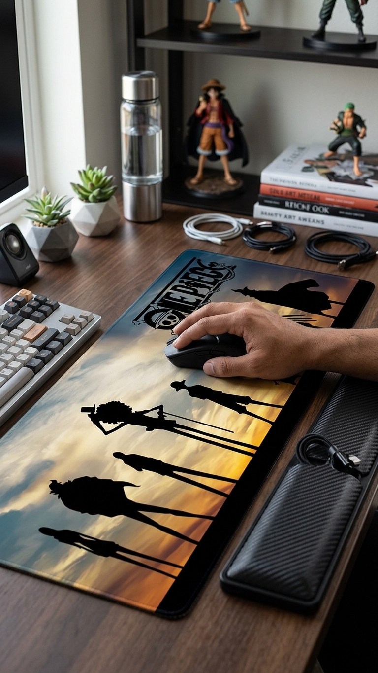 One Piece: Straw Hat Crew "Sunset Silhouette" Premium Gaming Desk Mat & Mouse Pad (80x30cm)
