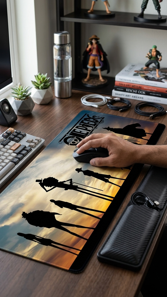 One Piece: Straw Hat Crew "Sunset Silhouette" Premium Gaming Desk Mat & Mouse Pad (80x30cm)