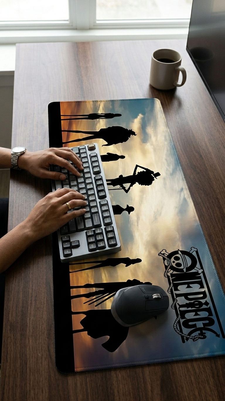 One Piece: Straw Hat Crew "Sunset Silhouette" Premium Gaming Desk Mat & Mouse Pad (80x30cm)