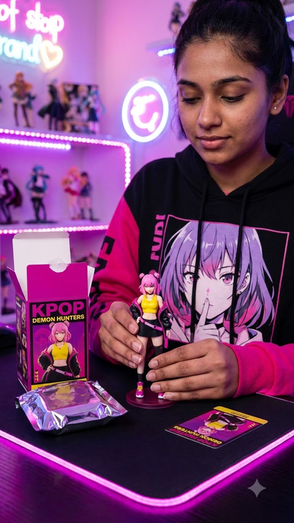 K-Pop Demon Hunters: Chibi Mystery Blind Box Figure Collection (Full Set of 6 with Collector Cards)