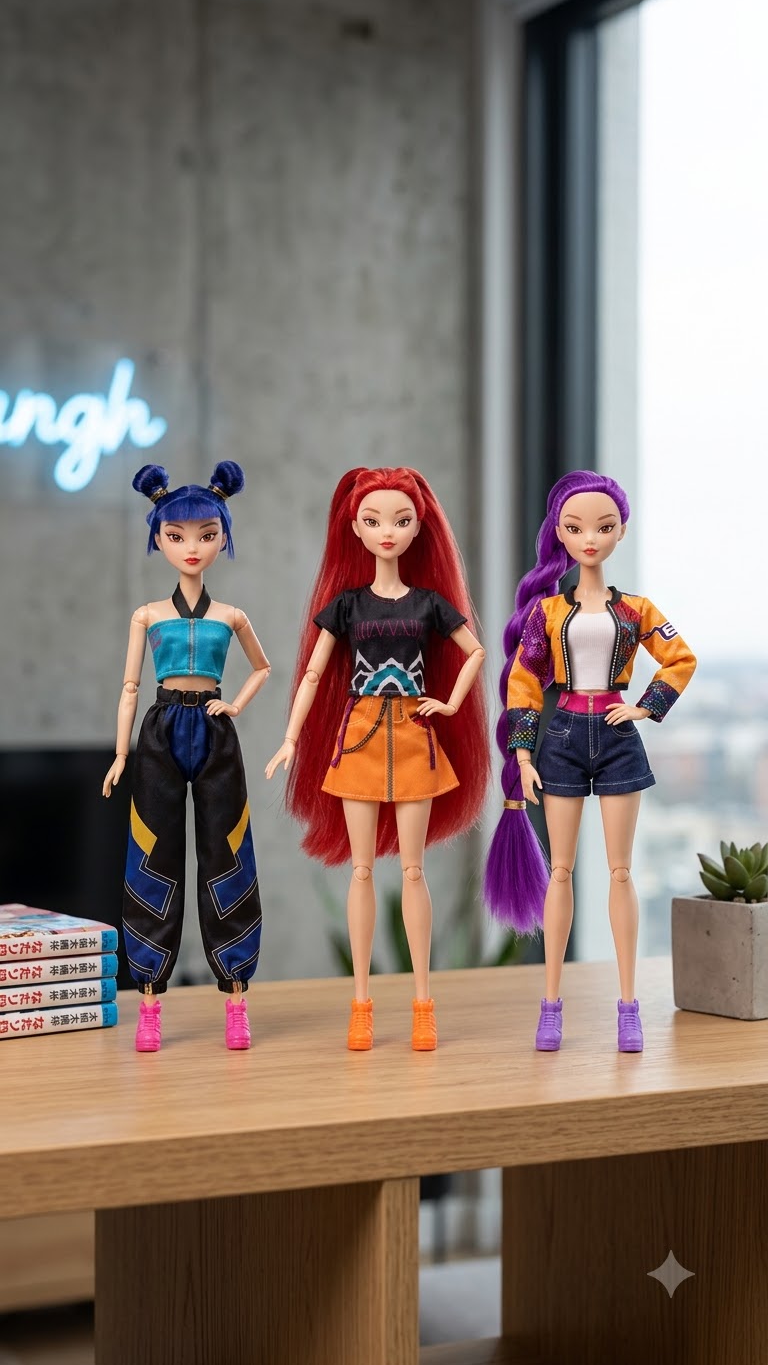 Demon Hunters: K-Pop Idol Huntresses 35cm Moveable Fashion Figure Doll Collection (Pack of 3 Models)