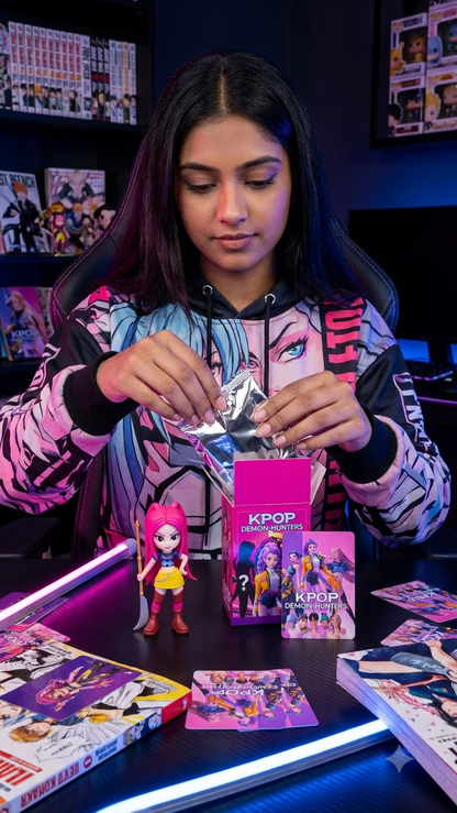 K-Pop Demon Hunters: Chibi Mystery Blind Box Figure Collection (Full Set of 6 with Collector Cards)