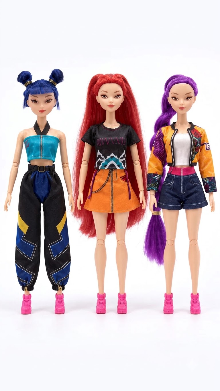 Demon Hunters: K-Pop Idol Huntresses 35cm Moveable Fashion Figure Doll Collection (Pack of 3 Models)