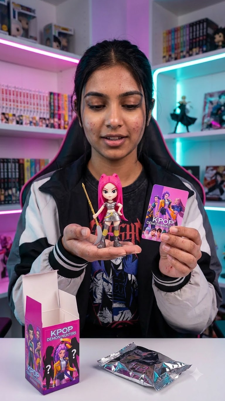 K-Pop Demon Hunters: Chibi Mystery Blind Box Figure Collection (Full Set of 6 with Collector Cards)