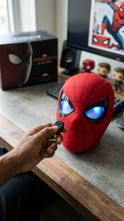 Spider-Man: "Integrated Cyber Tech" Premium Flicker-Eye Moving & LED Glowing Cosplay Mask (With Remote Control & Box)