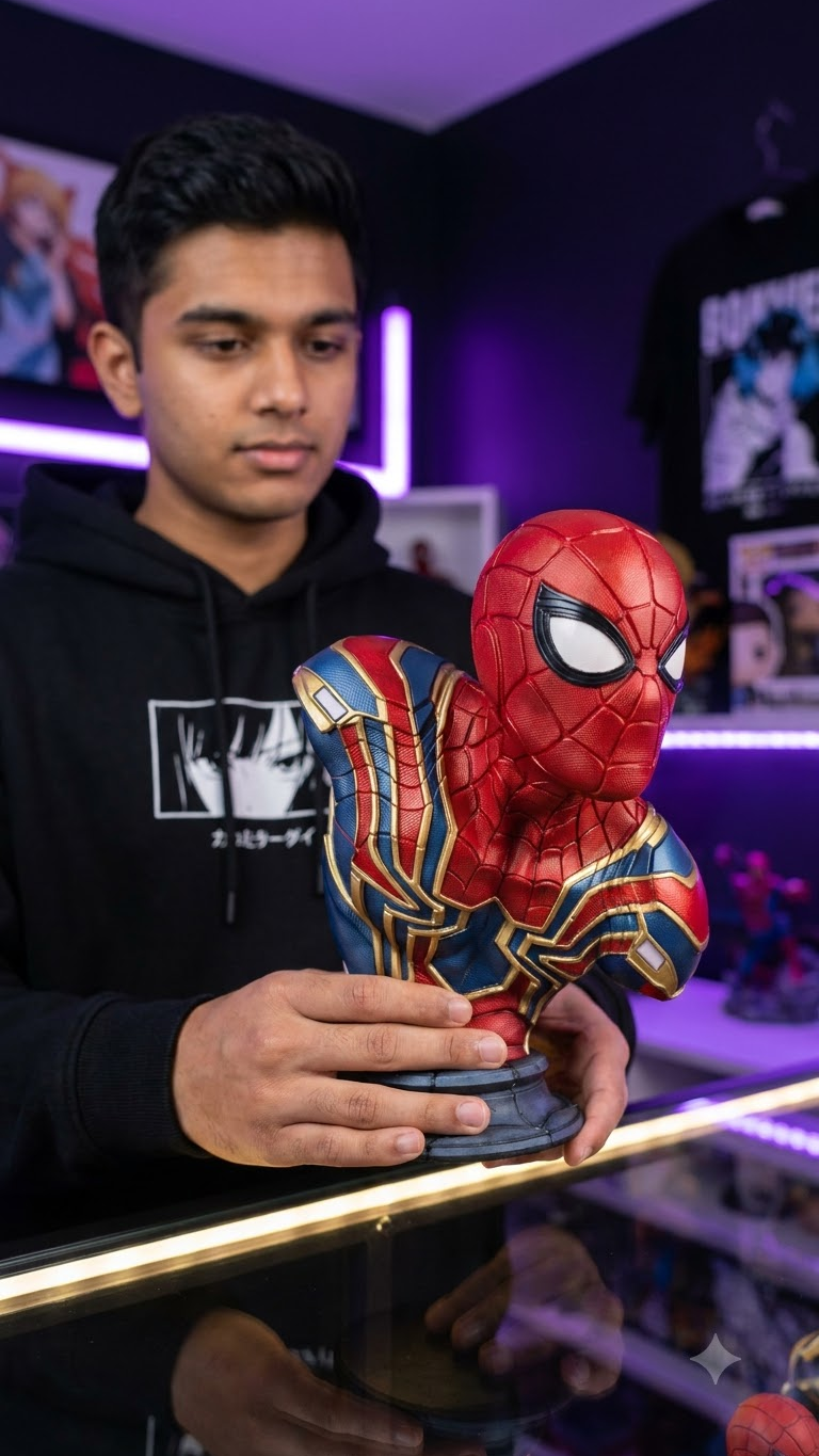 Spider-Man Iron Spider Bust | Red, Blue & Gold Superhero Collectible Figure