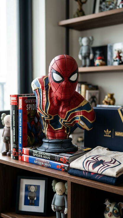 Spider-Man Iron Spider bust collectible in red blue and gold suit