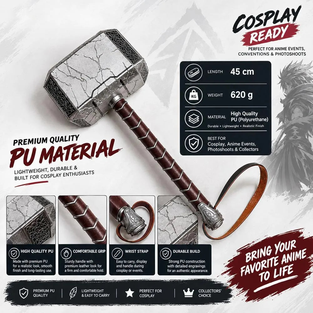 Marvel Universe: Thor "Mjolnir – Reforged Thunder Hammer" 45cm Cosplay Prop Replica
