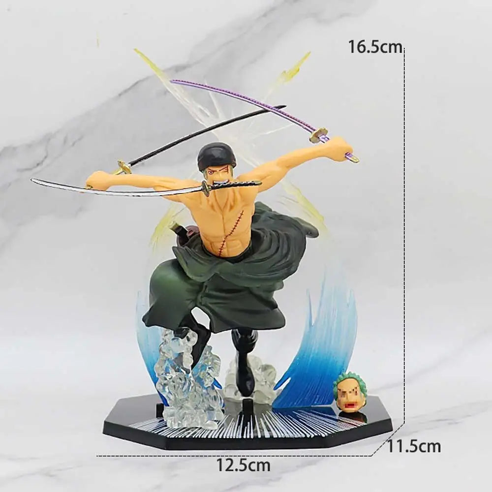 One Piece: Roronoa Zoro "Three-Sword Style – Aura Slash" Action Figure – Dual Head Edition (16.5cm)