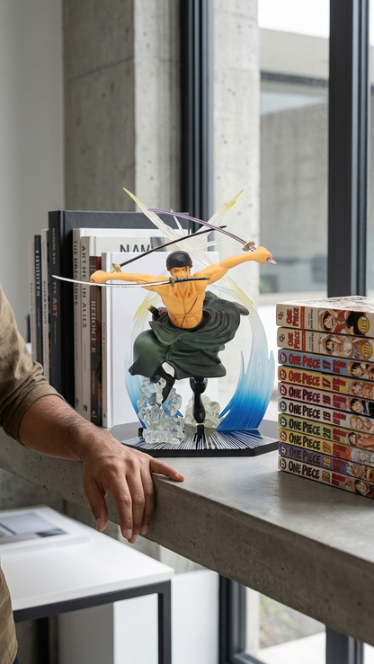 One Piece: Roronoa Zoro "Three-Sword Style – Aura Slash" Action Figure – Dual Head Edition (16.5cm)