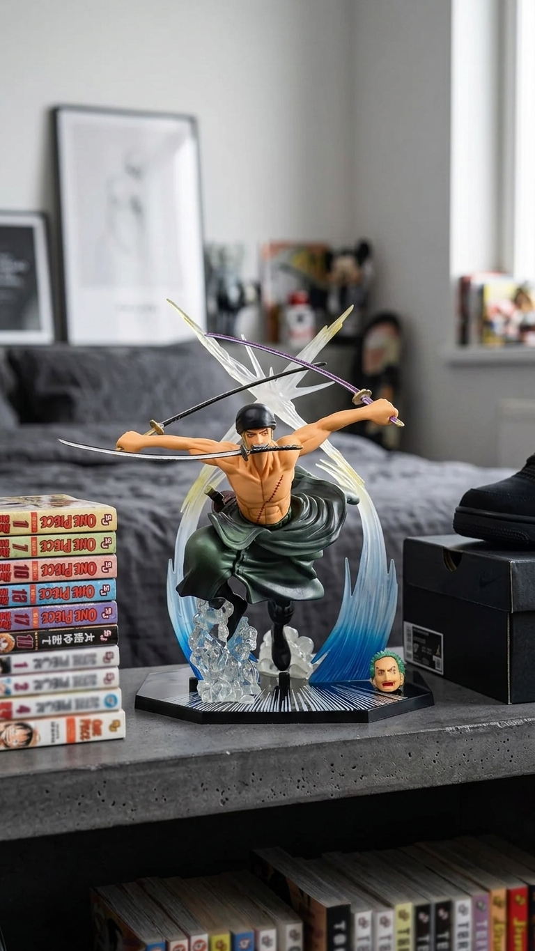 One Piece: Roronoa Zoro "Three-Sword Style – Aura Slash" Action Figure – Dual Head Edition (16.5cm)